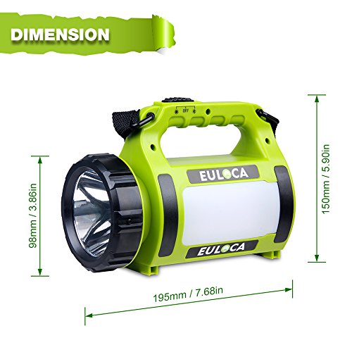 EULOCA Rechargeable LED Spotlight, Multi Function Camping Lantern, 5 Light Modes, Power Bank, IPX4, Lantern Flashlight for Hurricane Emergency, Outag, Hiking, Home and More, USB Cable Included