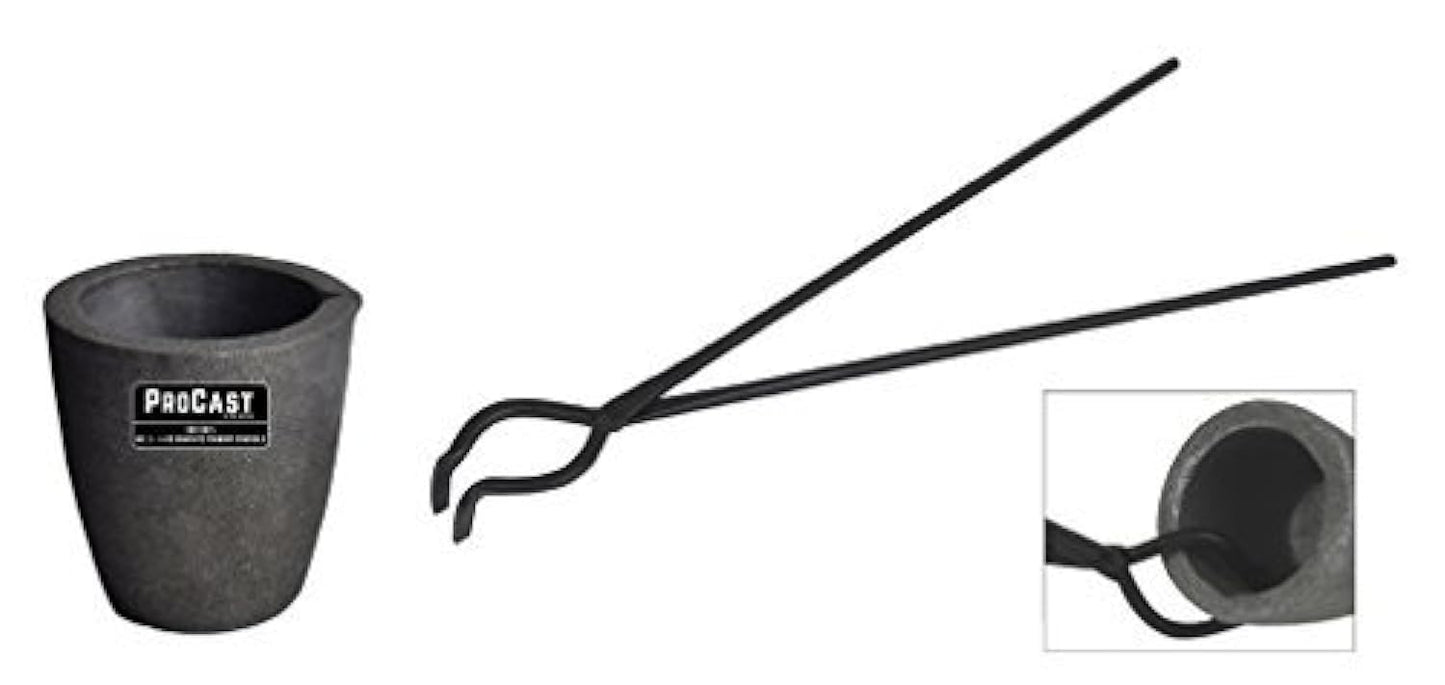 No 3-4 Kg Clay Graphite Foundry Crucible Kit w/ 19" Hinge-Style Foundry Crucible Tongs Gold Silver Metal Refining Casting Tool