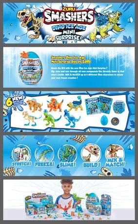 Smashers Dino Ice Age Pterodactyl Series 3 by ZURU Surprise Egg with Over 20 Surprises! - Slime, Dinosaur Toy, Collectibles, Toys for Boys and Kids (Pterodactyl)