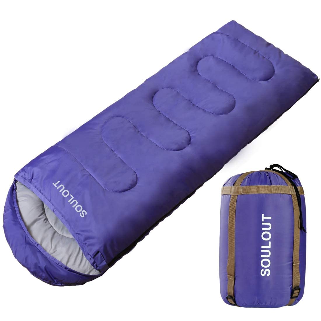 Envelope Sleeping Bag,3-4 Seasons Warm Cold Weather Lightweight, Portable, Waterproof Compression Sack for Adults & Kids - Indoor & Outdoor Activities: Traveling, Camping, Backpacking, Hiking, Purple