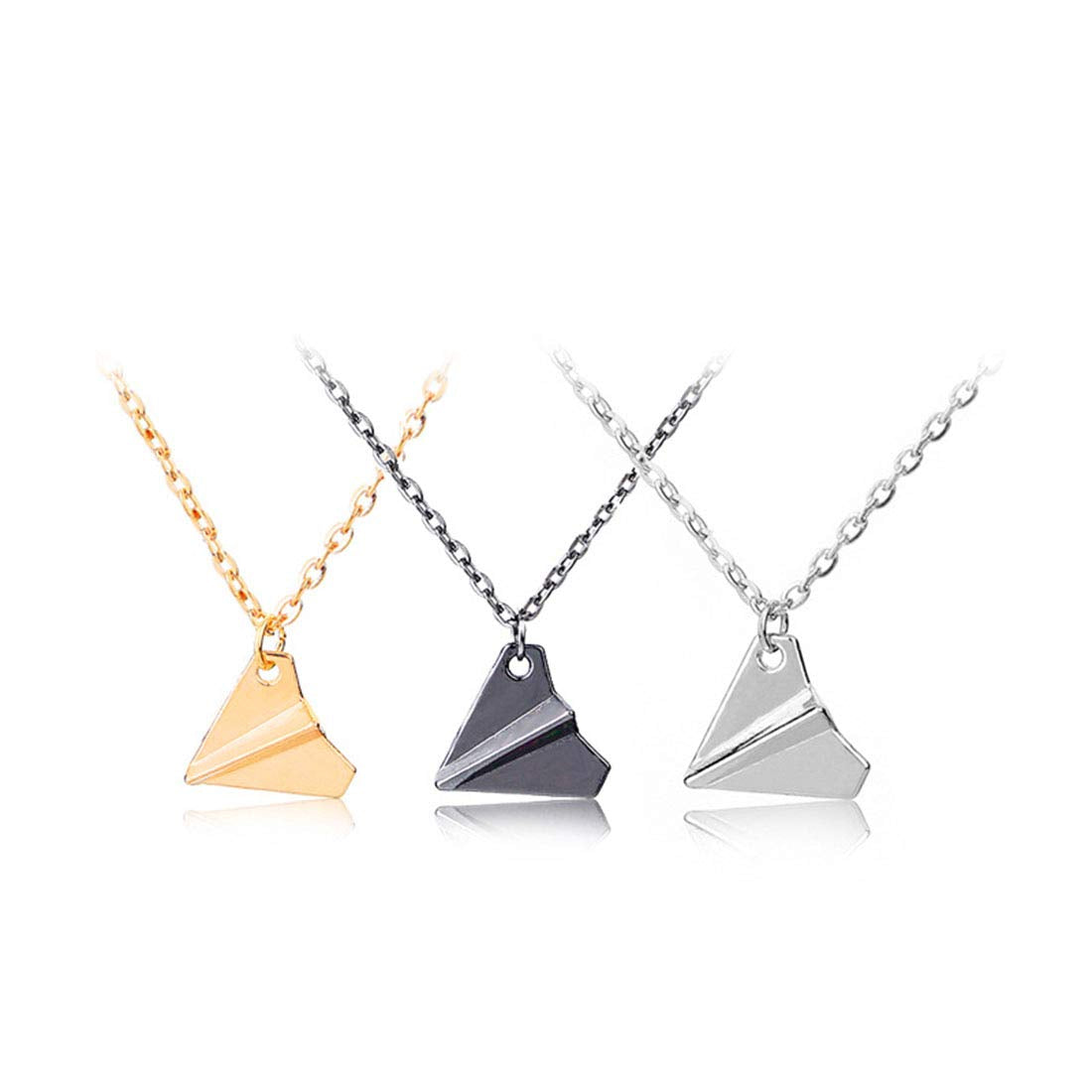 Cute Paper Airplane Plane Pendant Necklace Travel Trip Aircraft Jewelry for Women Mens-3Pcs Paper Plane