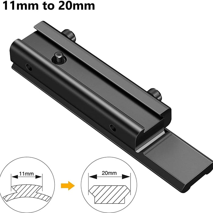 Tacgle 3/8" 11mm Dovetail to 7/8" 20mm Converter Picatinny Rail Adapter, Low Profile Scope Mount Conversion Adapter Base Riser Mount