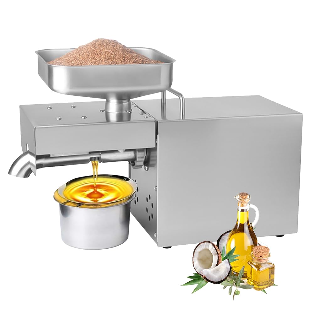 Kitchen Oil Press Machine Electric Automatic Oil Press Extractor Organic Oil Expeller for Avocado Coconut Flax Peanut Castor Perilla Seed Canola Sesame Commercial Grade1500W