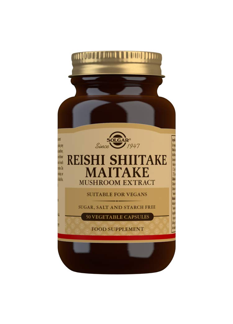 Solgar Multi-Mushroom Complex, 50 Vegetable Capsules - Reishi, Shiitake, Maitake Mushroom Extract - Natural Source of Beta Glucans - Non-GMO, Vegan, Gluten Free, Dairy Free - 50 Servings
