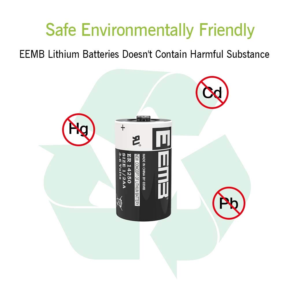 EEMB 4Pack ER14250 1/2AA 3.6V Lithium Battery Li-SOCL₂ Non-Rechargeable Battery XL-050F SB-AA02 LS14250 TL-5902 TL-2150 for Dog Collar Meter Sensor Movement Monitor/Home Security System/Alarm System