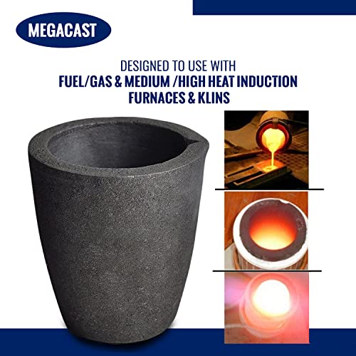 Crisol de Fundición de Grafito y Arcilla MegaCast #4 8KG para Horno, Soplete, Fundición y Refinación de Oro, Plata, Cobre, Latón y Aluminio