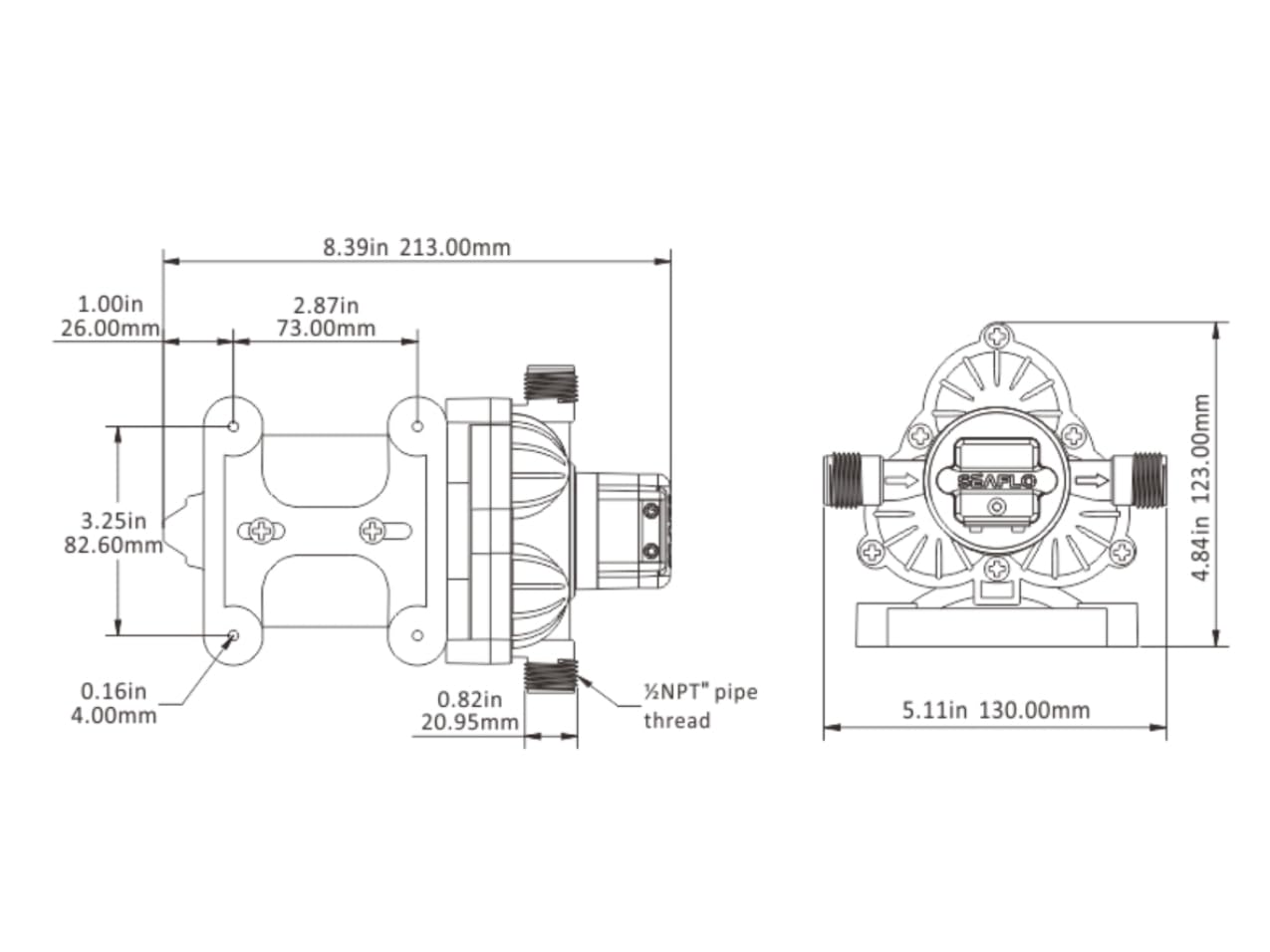 SEAFLO 33-Series Industrial Water Pressure Pump w/Power Plug for Wall Outlet - 115VAC, 3.3 GPM, 45 PSI