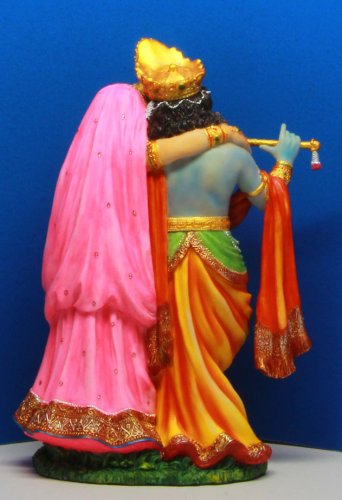 Pacific Giftware PTC 8 Inch Krishna and Radha Mythological Indian Statue Figurine