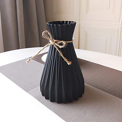 Houkiper Plastic vase, Vases for Flowers Ceramic Look Unbreakable Home Decoration Vase European Wedding for Home Decor, Living Room, Table, Home, Office Black