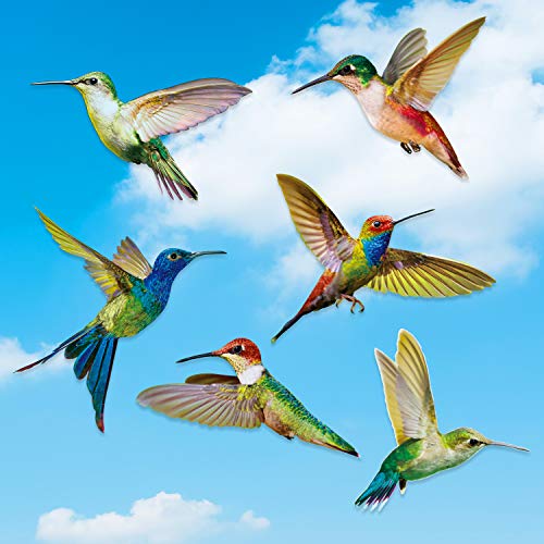 6 Pieces Large Size Hummingbird Window Clings Anti-Collision Window Clings Decals to Prevent Bird Strikes on Window Glass Non