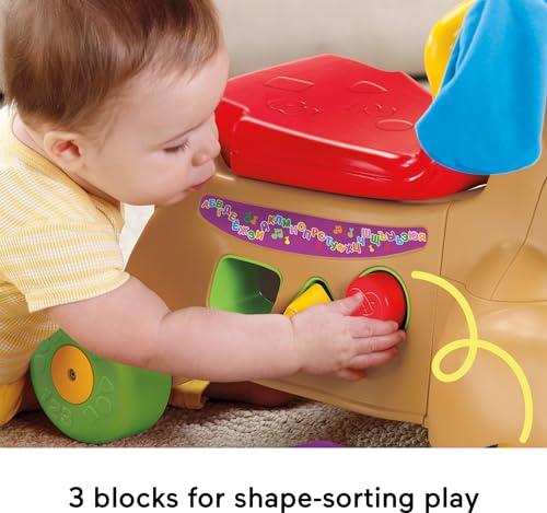 Fisher-Price Baby & Toddler Toy Laugh & Learn Stride-to-Ride Puppy Walker & Ride-On with Music Lights & Blocks for Infants Ages 9+ Months