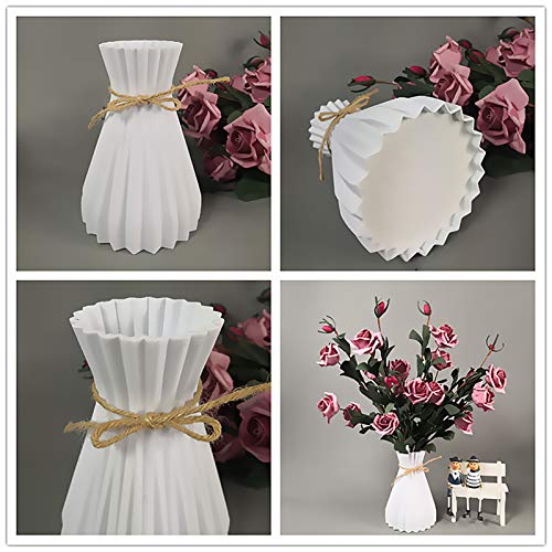 Houkiper Plastic vase, Vases for Flowers Ceramic Look Unbreakable Home Decoration Vase European Wedding for Home Decor, Living Room, Table, Home, Office Black