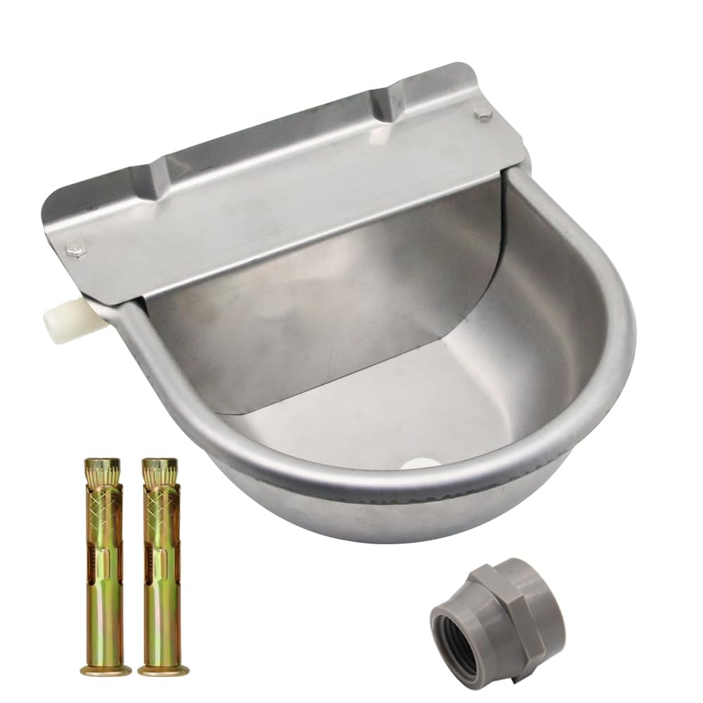 Automatic Horse Waterer Large Livestock Water Bowl 1.35Gal Stainless Steel Trough for Cattle Cow Pig Sheep Pet Dog
