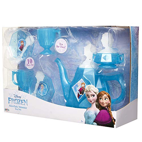 Disney Frozen Tea Set for Girls - 10 Piece Tea Party Set - Pretend Tea Time Play Kitchen Toy, Blue
