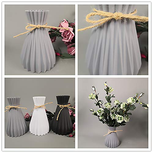 Houkiper Plastic vase, Vases for Flowers Ceramic Look Unbreakable Home Decoration Vase European Wedding for Home Decor, Living Room, Table, Home, Office Black