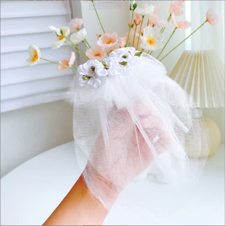 Pet Wedding Veil Cat Dog Bridal Flower Headdress Dog Weddings Parties Hair Accessories for Small Medium Large Dog(S)