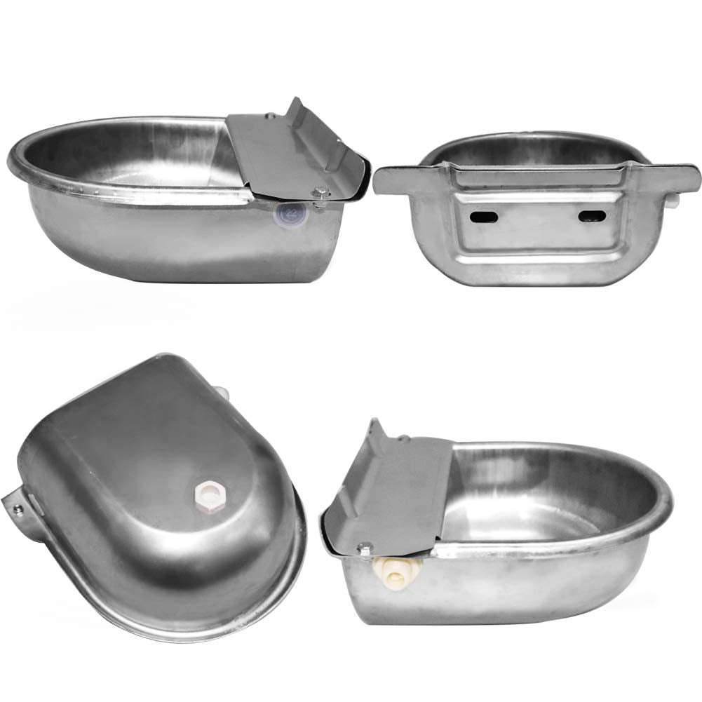 Automatic Horse Waterer Large Livestock Water Bowl 1.35Gal Stainless Steel Trough for Cattle Cow Pig Sheep Pet Dog