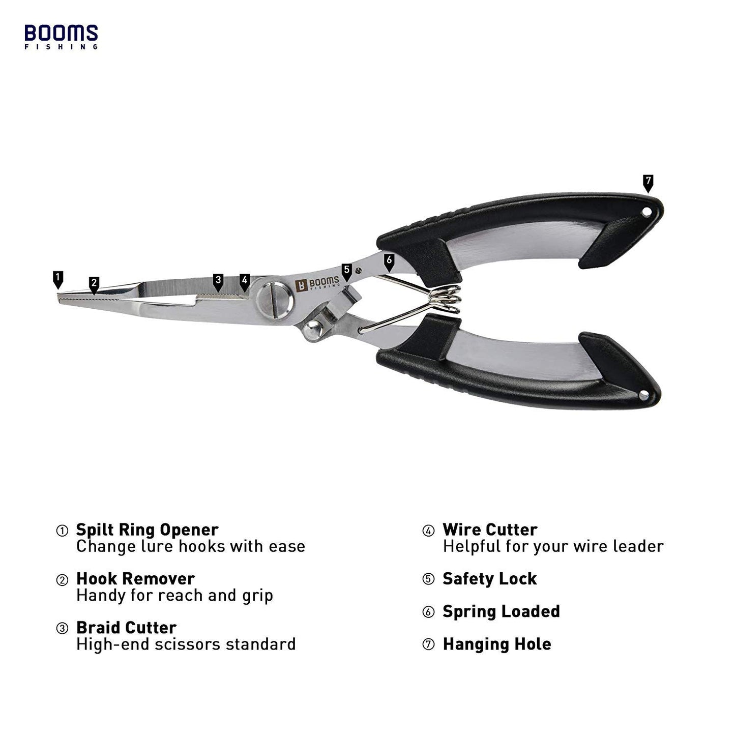 Booms Fishing H01 Small Fishing Pliers Scissors, Lightweight Stainless Steel Fishing Tools, Fishing Pliers for Freshwater