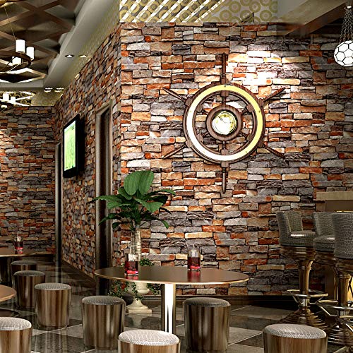 Stone Peel and Stick Wallpaper Rock Wallpaper-Stacked Stone Wallpaper-Faux Brick Wallpaper Stone Self Adhesive Removable Wallpaper Stone Contact Paper Backsplash Fireplace Vinyl Film 17.7”×118”