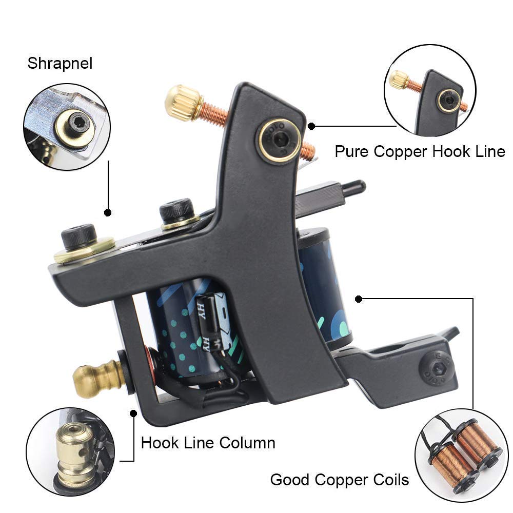 Tattoo Kit, CINRA 143Pcs Complete Coils Tattoo Machine Kit Coils Machine Gun with Power Supply Foot Pedal Ink Needles