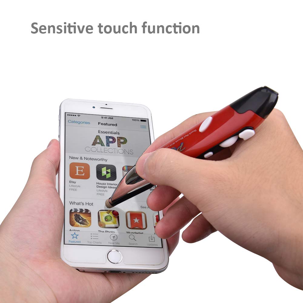 2020 Upgrade Wireless Optical Pocket Pen Mouse with Stylus Function, Promi 2.4G USB Digital Optical Pen Mouse, Adjustable 800/1200/1600 DPI Ergonomic