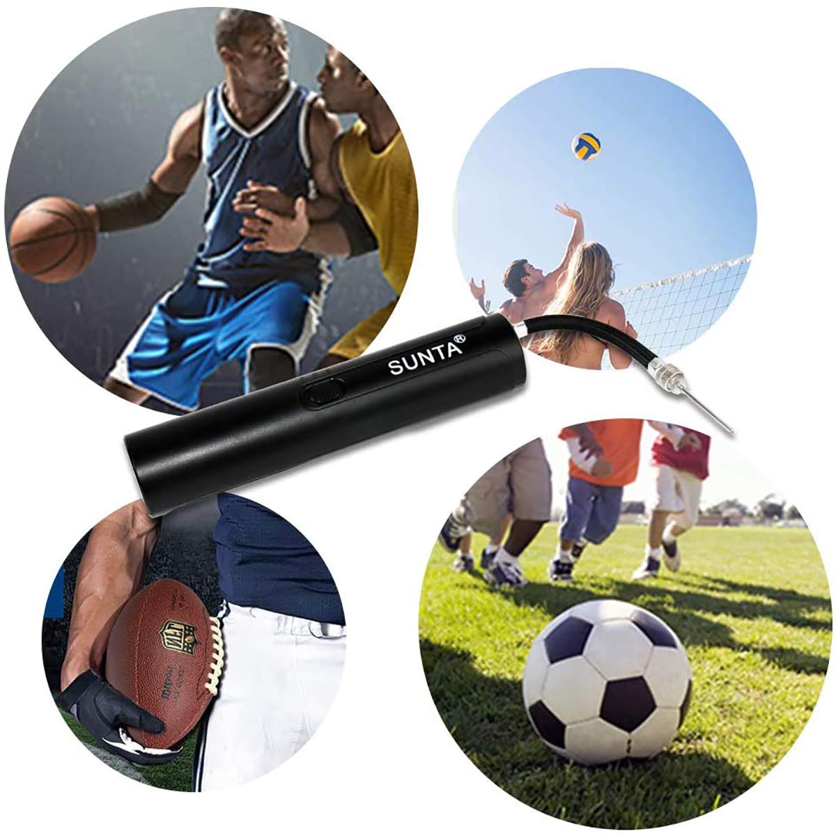 Automatic Electric Ball Pump, Air Pump with Needles for Balls, Basketball, Soccer, Volleyball, Football, Rugby, Inflatables and More