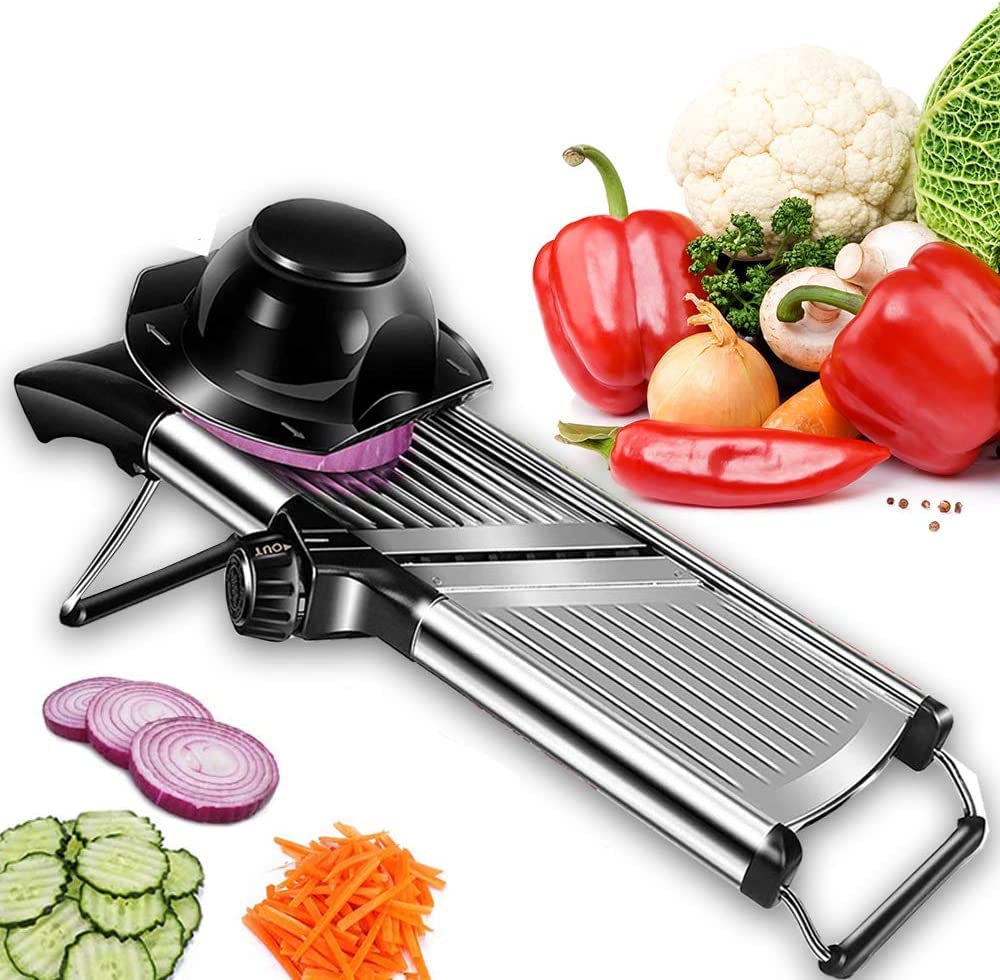 Adjustable Stainless Steel Mandoline Slicer - Professional Handheld Kitchen Julienne Cutter for Slicing Food Vegetables Fruit Chip French Fry (1)