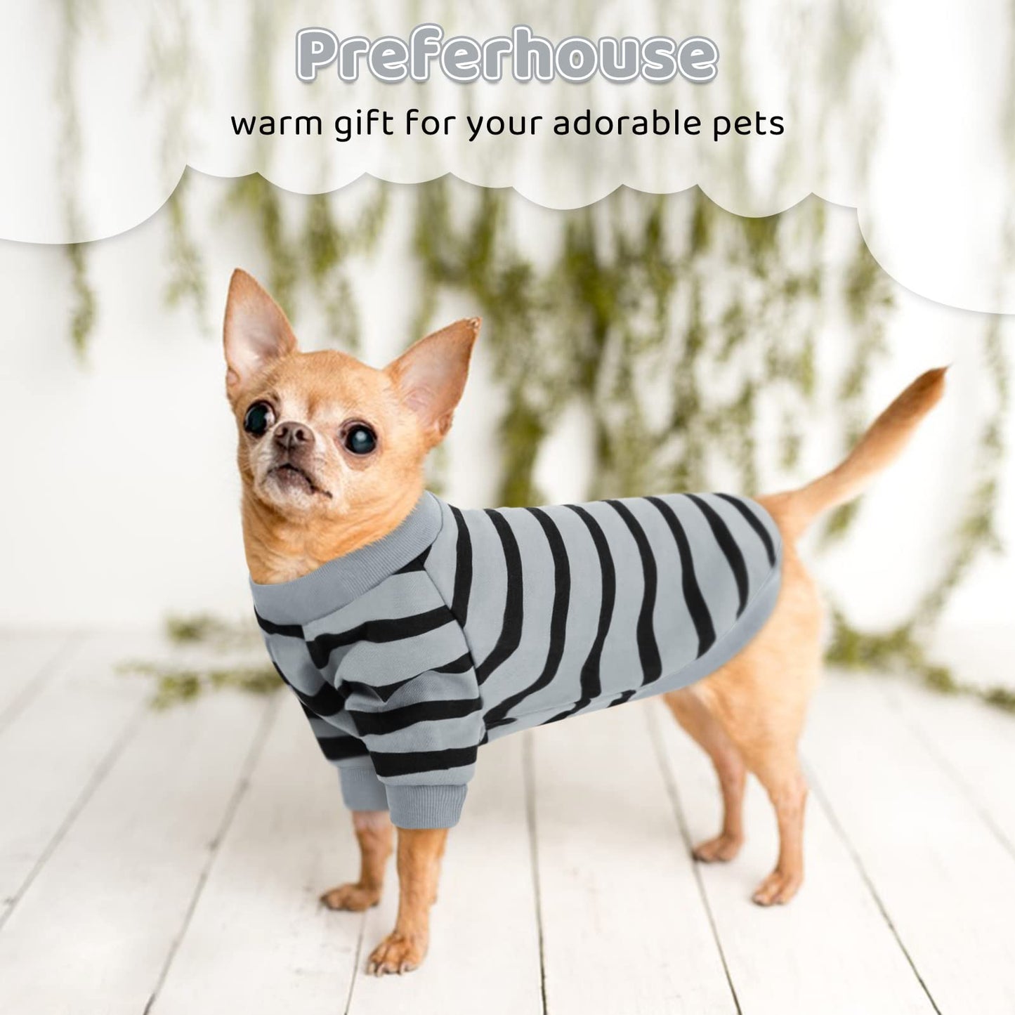 Preferhouse Pet Dog Striped T-Shirt Dogs Cats Cotton Vest Spring Summer Pet Apparel Tee Shirt Suitable for Small and Medium Large Pets French Bulldog Bichon