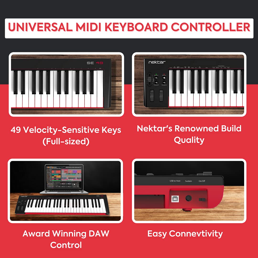Nektar, 49-Key Midi Controller (SE49),Black white Grey