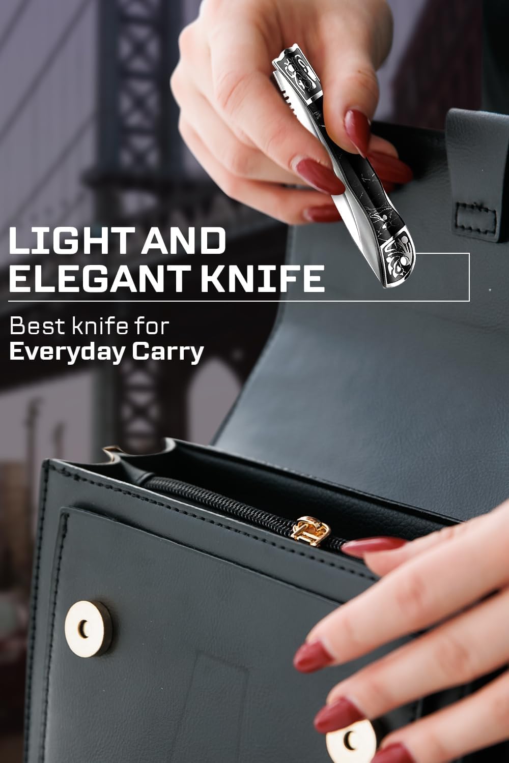 Grand Way Pocket Knife for Men - 4 inch Slim Folding Knife with Back Lock - Cool Design Resin Handle - Best Knives for EDC Outdoor - Best Gifts for Women 806