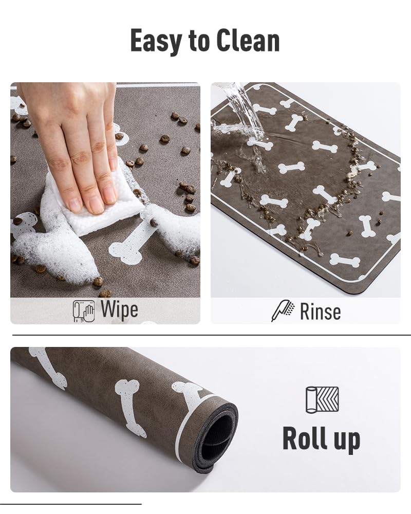 Pet Feeding Mat-Absorbent Dog Mat for Food and Water Bowl-No Stains Easy Clean Dog Food Mat-Quick Dry Dog Water Dispenser Mat-Puppy Supplies Dog Stuff-Dog Accessories Dog Water Bowl Mat