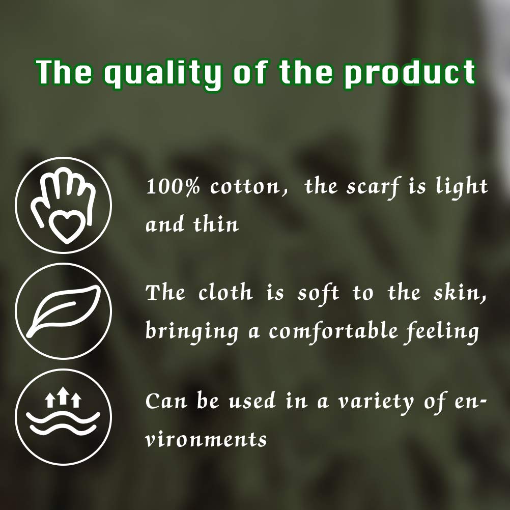 100 percent Cotton Military Shemagh Arab Tactical Desert Keffiyeh Thickened Scarf Wrap for Women and Men, Army Green, One Size