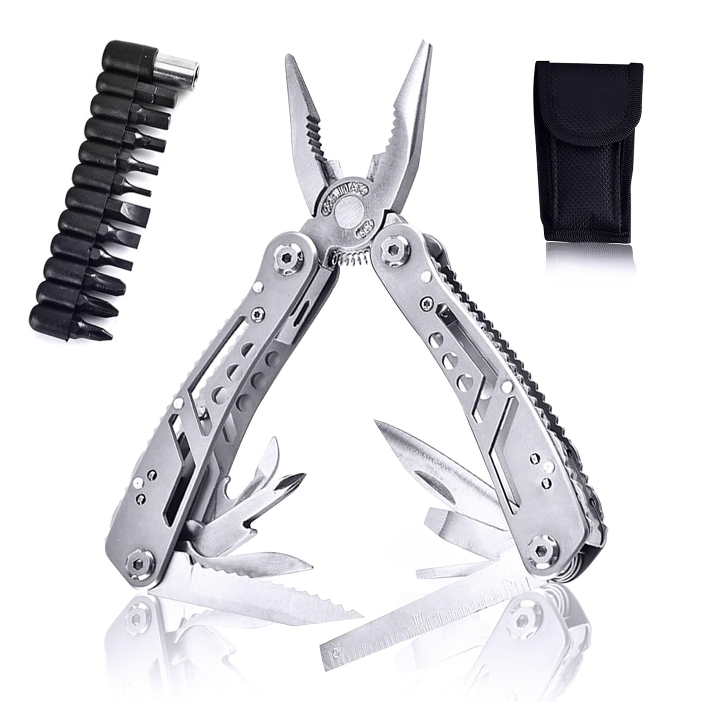 Multi Tool: Multitool Pliers - Pocket Knife Set, 24-in-1 Camping Tool with Screwdriver Bits Set, Can&Bollte Opener for Camping, Gifts for Men Father/Husband/Boyfriend