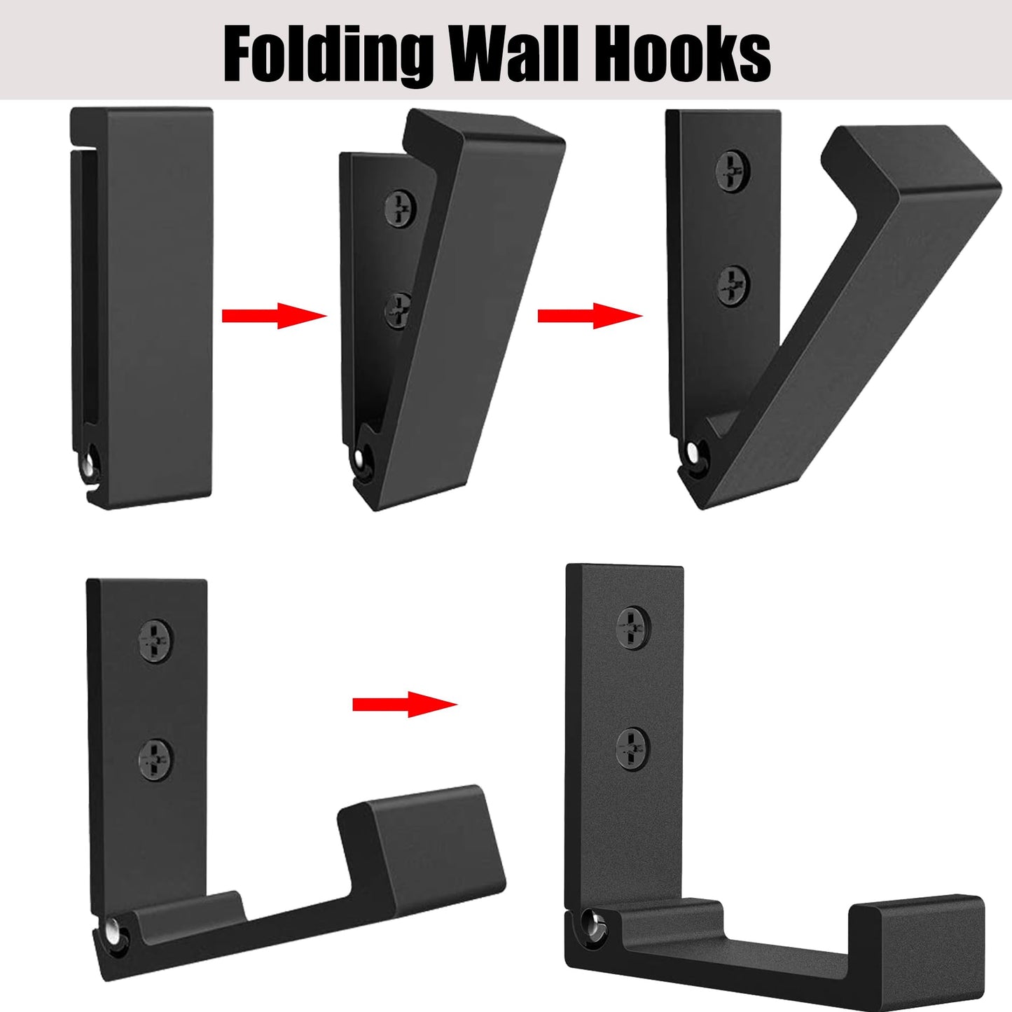 Latomex Folding Coat Hooks, Foldable Wall Hooks for Hanging Aluminum Alloy Cloth Hanger Coat Hanger Headphones Holder Headset Wall Hanger Hook- Pack of 4