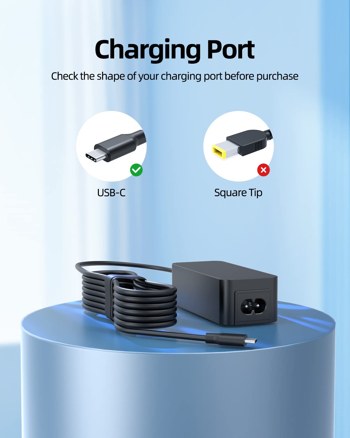 Chromebook Charger for Lenovo 100e 300e 500e C330 C340 C630 S330 S340 11e 14e Laptop Power Supply Adapter Cord, (UL Safety Certified), USB C, 45W