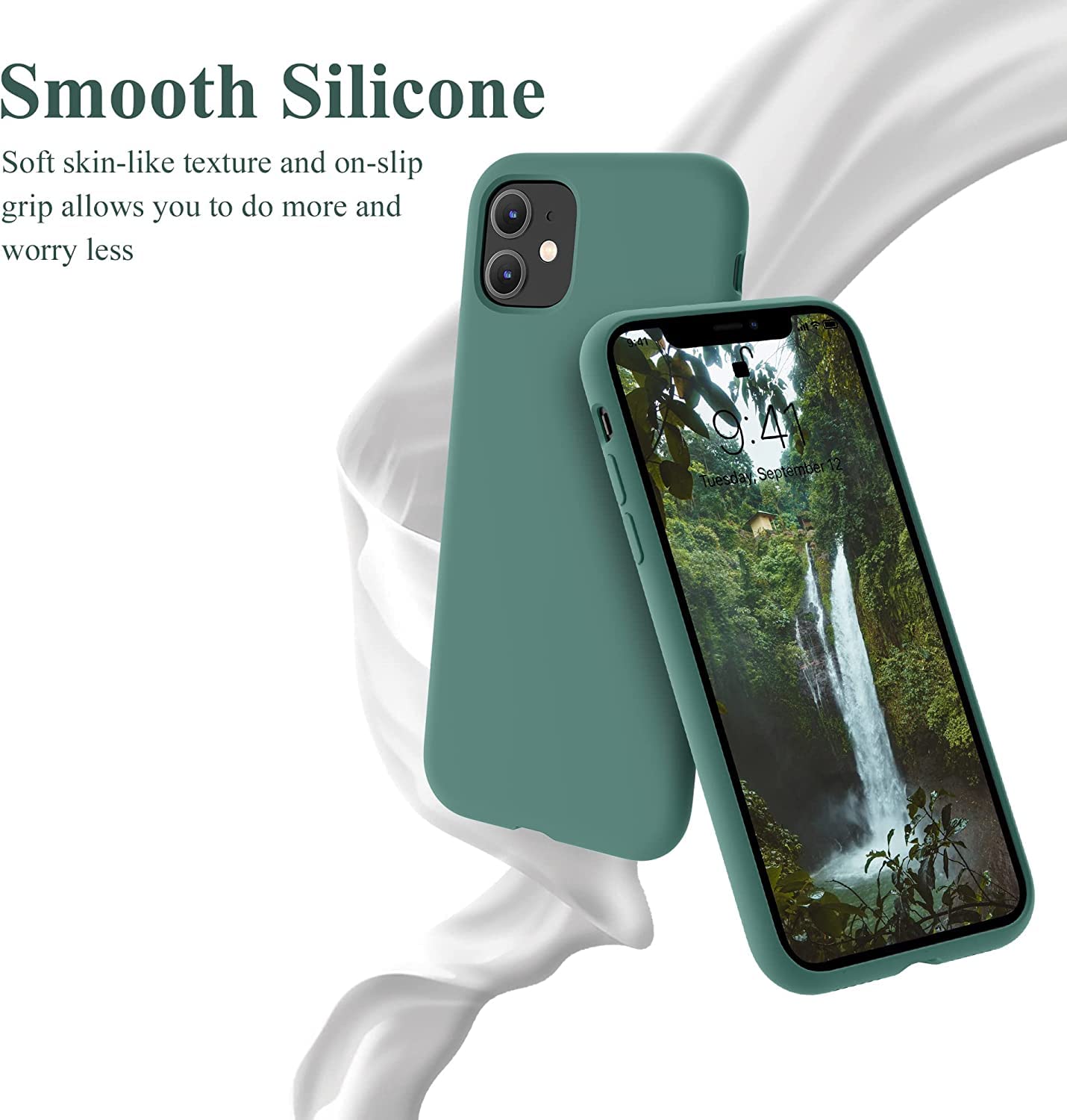 OTOFLY for iPhone 11 Case, Phone Case 11,Slim Shockproof, Anti-Fingerprint, Anti-Scratch Microfiber Lining, Protective Cover Compatible with iPhone 11 6.1 inch - Pine Green