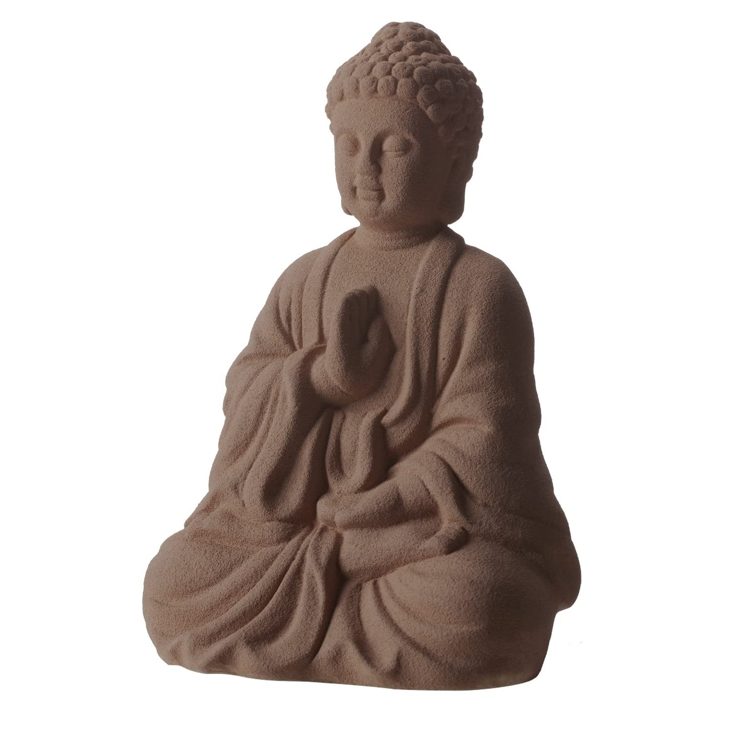 Lxmons Ceramic Buddha Statue for Home Decor, Smile Seated Buddha with Sand Blasting Surface for Meditation Altar Table, Spiritual Living Room Sculpture, Yoga, Outdoor Zen Garden, East Asian Décor