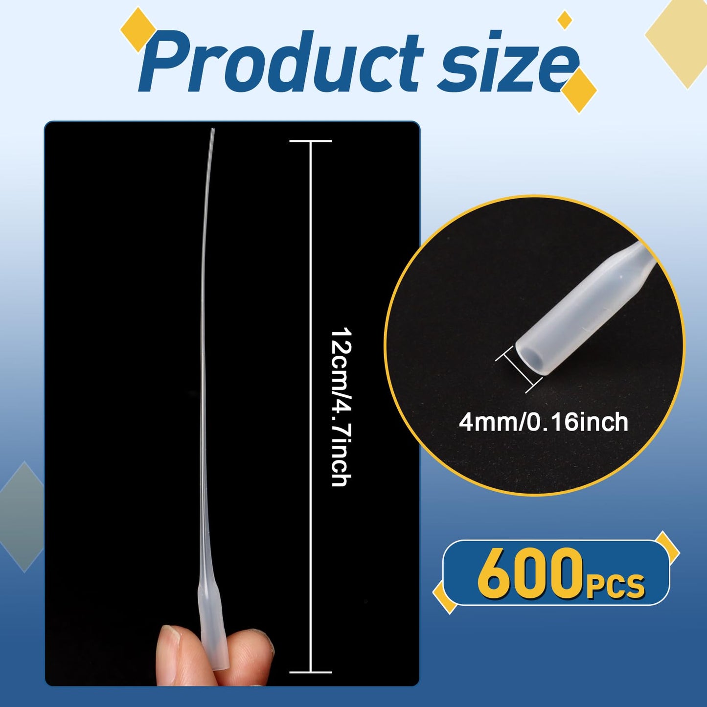 HAPY SHOP 600 Pieces Glue Micro-Tips Plastic Glue Extender Precision Applicator Micro Glue Tips for Crafting, Lab Dispensing,Adhesive Dispensers, 4.7 Inch