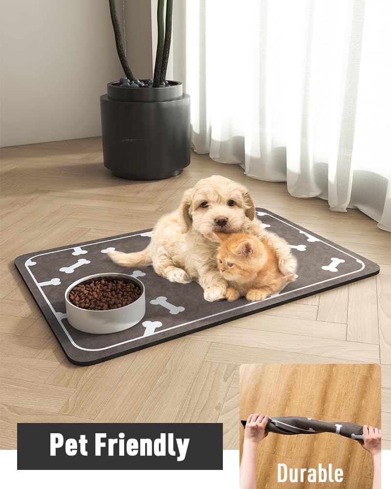 Pet Feeding Mat-Absorbent Dog Mat for Food and Water Bowl-No Stains Easy Clean Dog Food Mat-Quick Dry Dog Water Dispenser Mat-Puppy Supplies Dog Stuff-Dog Accessories Dog Water Bowl Mat