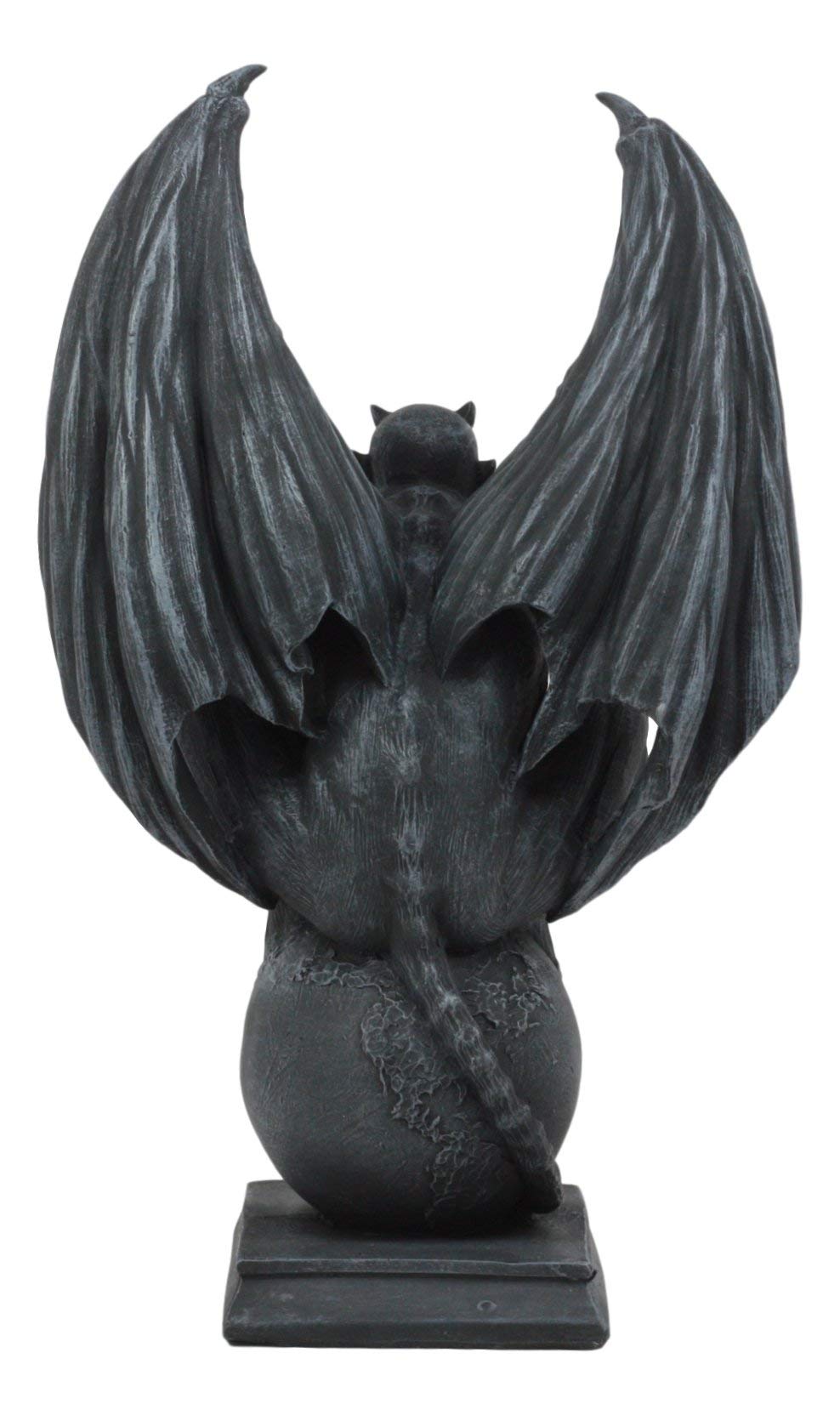Ebros Devil's Carnal Grip On The World Lucifer Satan Crouching On The Globe Statue 11.75" Tall Occultic Church of Satan Apocalyptic Sculpture