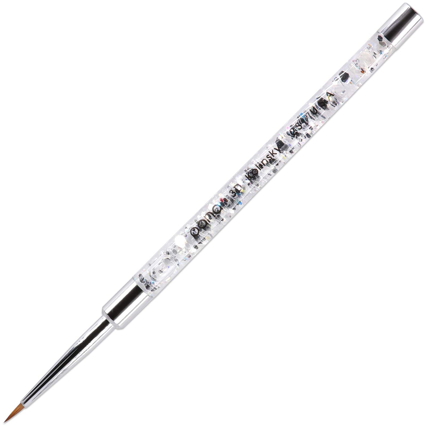 PANA Kolinsky 3D Acrylic Nail Brushes with Liquid Glitter Handle - For Professional Acrylic Powder Liquid Manicure Pedicure (Silver Color, Size #2)