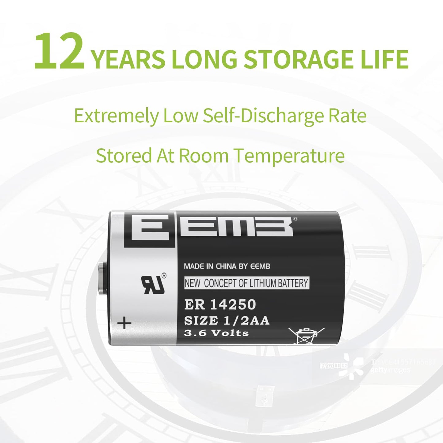 EEMB 4Pack ER14250 1/2AA 3.6V Lithium Battery Li-SOCL₂ Non-Rechargeable Battery XL-050F SB-AA02 LS14250 TL-5902 TL-2150 for Dog Collar Meter Sensor Movement Monitor/Home Security System/Alarm System