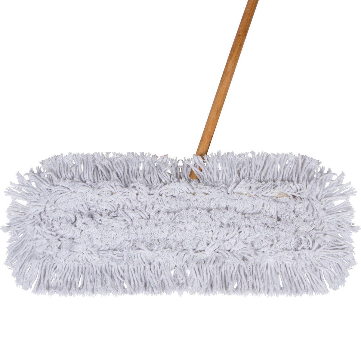Tidy Tools Commercial Dust Mop & Floor Sweeper, 24 in. Dust Mop for Hardwood Floors, Cotton Reusable Dust Mop Head, Wooden Broom Handle, Industrial Dry Mop for Floor Cleaning & Janitorial Supplies…