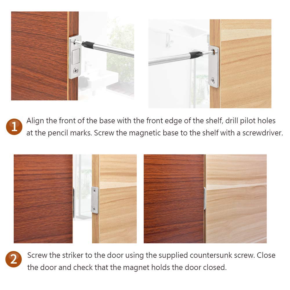 VIPMOON 5 Pack Cabinet Magnetic Catch, Ultra Thin Cabinet Door Magnets Catch with Screws, Magnetic Adhesive Cabinet Latch for Kitchen Closet Door Closing Magnetic Door Catch Closer