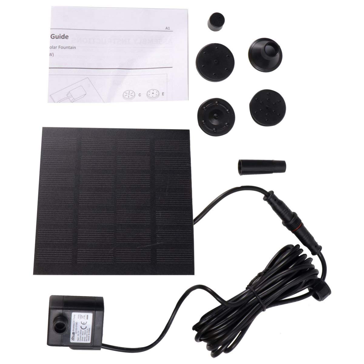 UEETEK 7V 180L/H Solar Power Water Pump Garden Fountain Submersible Pump with Suckers (Strong Direct Sunlight is Needed) 1.8W