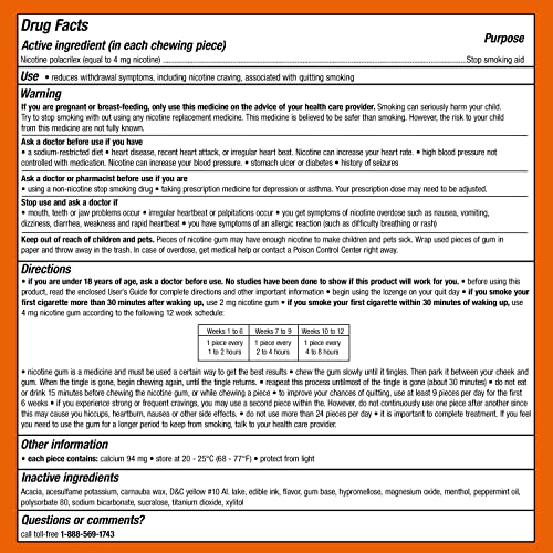 Nicorette 4mg Nicotine Gum to Help Quit Smoking - Fruit Chill Flavored Stop Smoking Aid, 160 Count