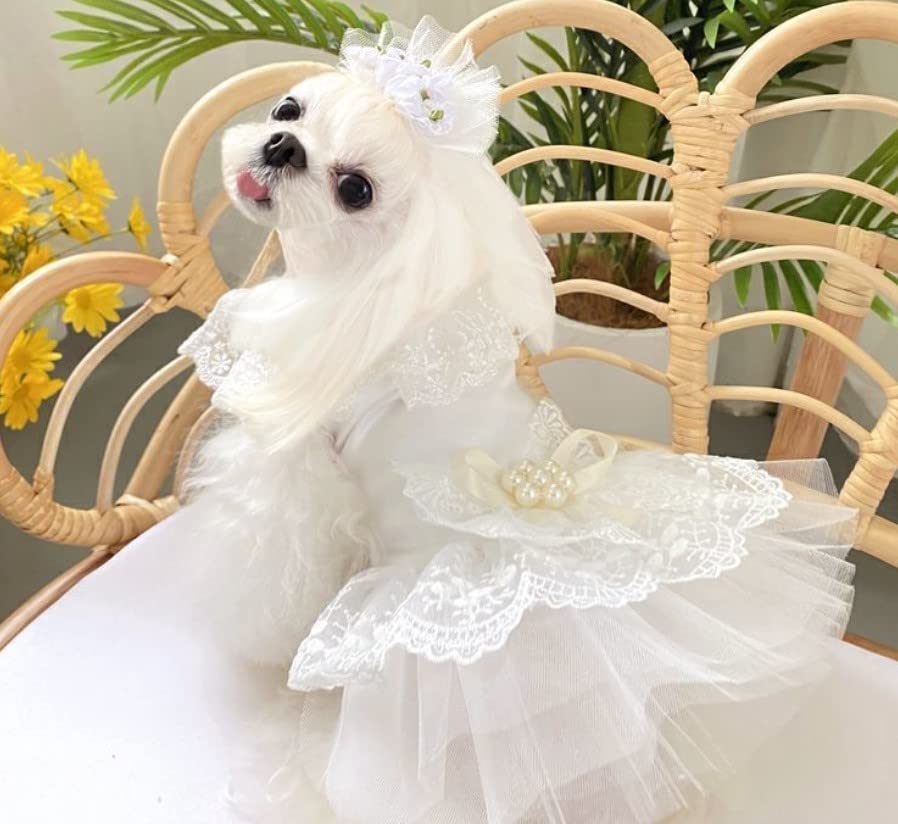 Pet Wedding Veil Cat Dog Bridal Flower Headdress Dog Weddings Parties Hair Accessories for Small Medium Large Dog(S)