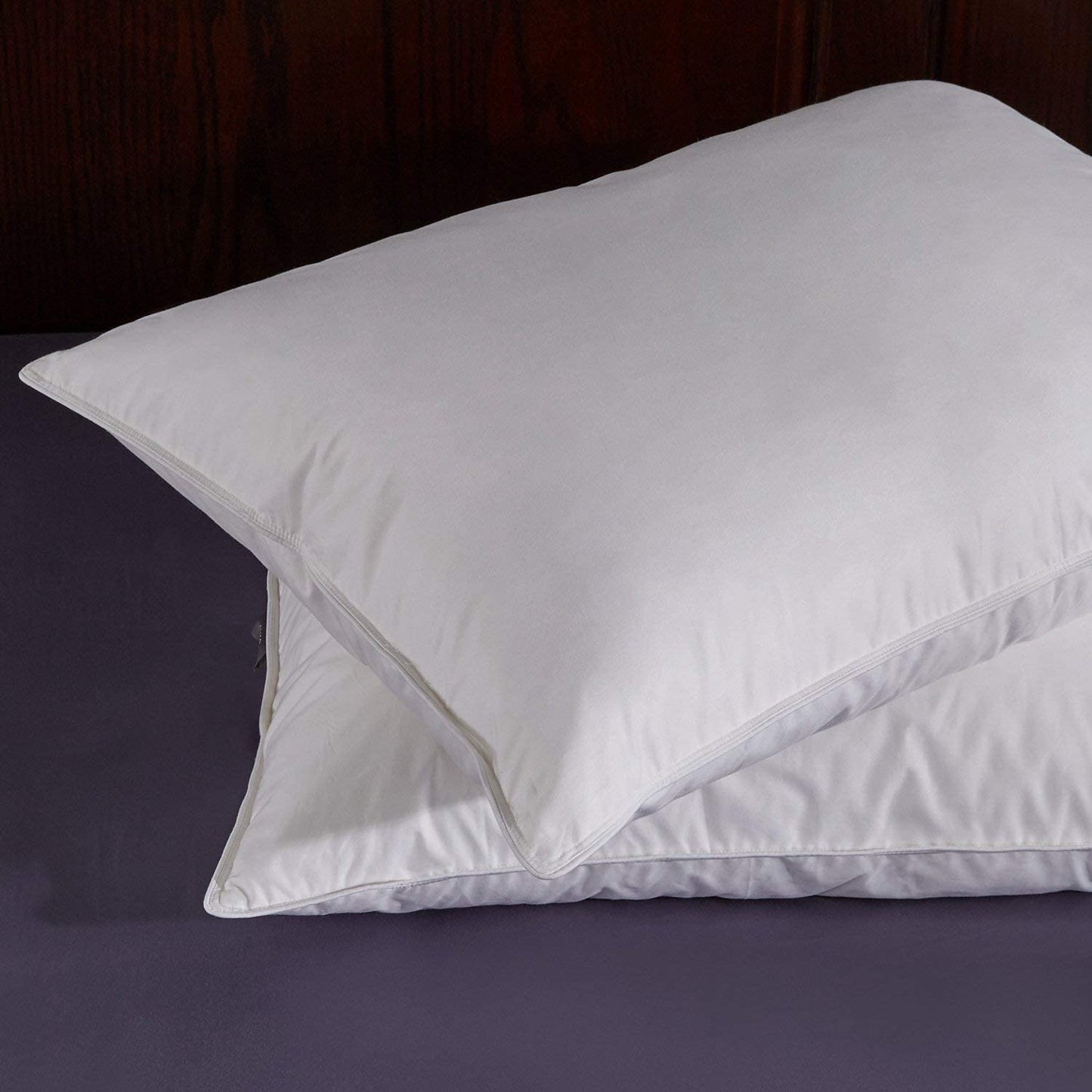 puredown Natural White Goose Feather Down Pillow Egyptian Cotton Cover 500 Fill Power King Size Set of 2