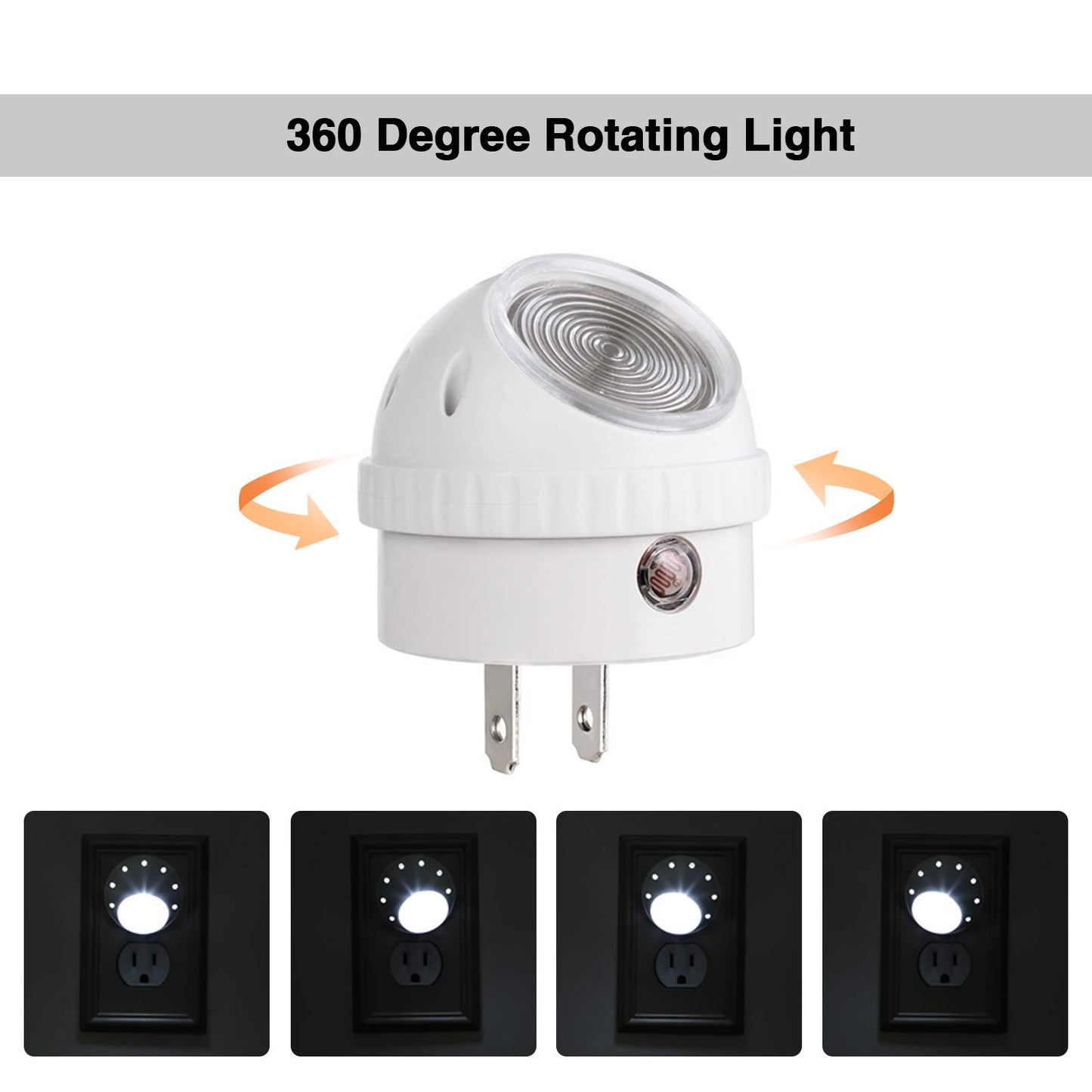 DEWENWILS Plug in Night Lights into Wall, Dusk to Dawn Sensor, 360° Rotating, Directional LED Nightlights for Kids, Nursy, Hallway, Bathroom, Bedroom, 5000K Daylight, UL Listed, 4 Pack