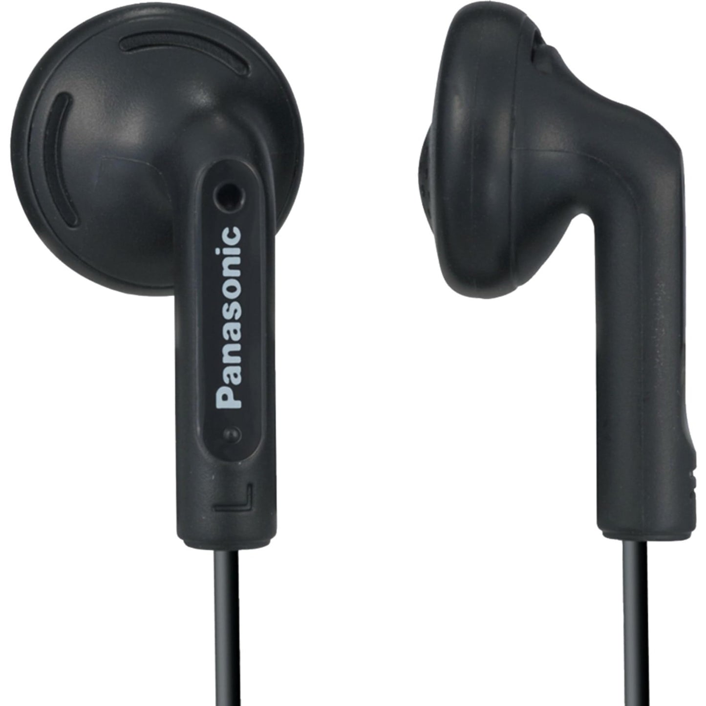 PANASONIC Stereo Earbud Headphones with Comfortable, Clear, and Powerful Sound. Includes 3.9 ft Cord with Miniplug 3.5mm Headphone Jack - RP-HV096-K – In Ear Earbuds (Black)